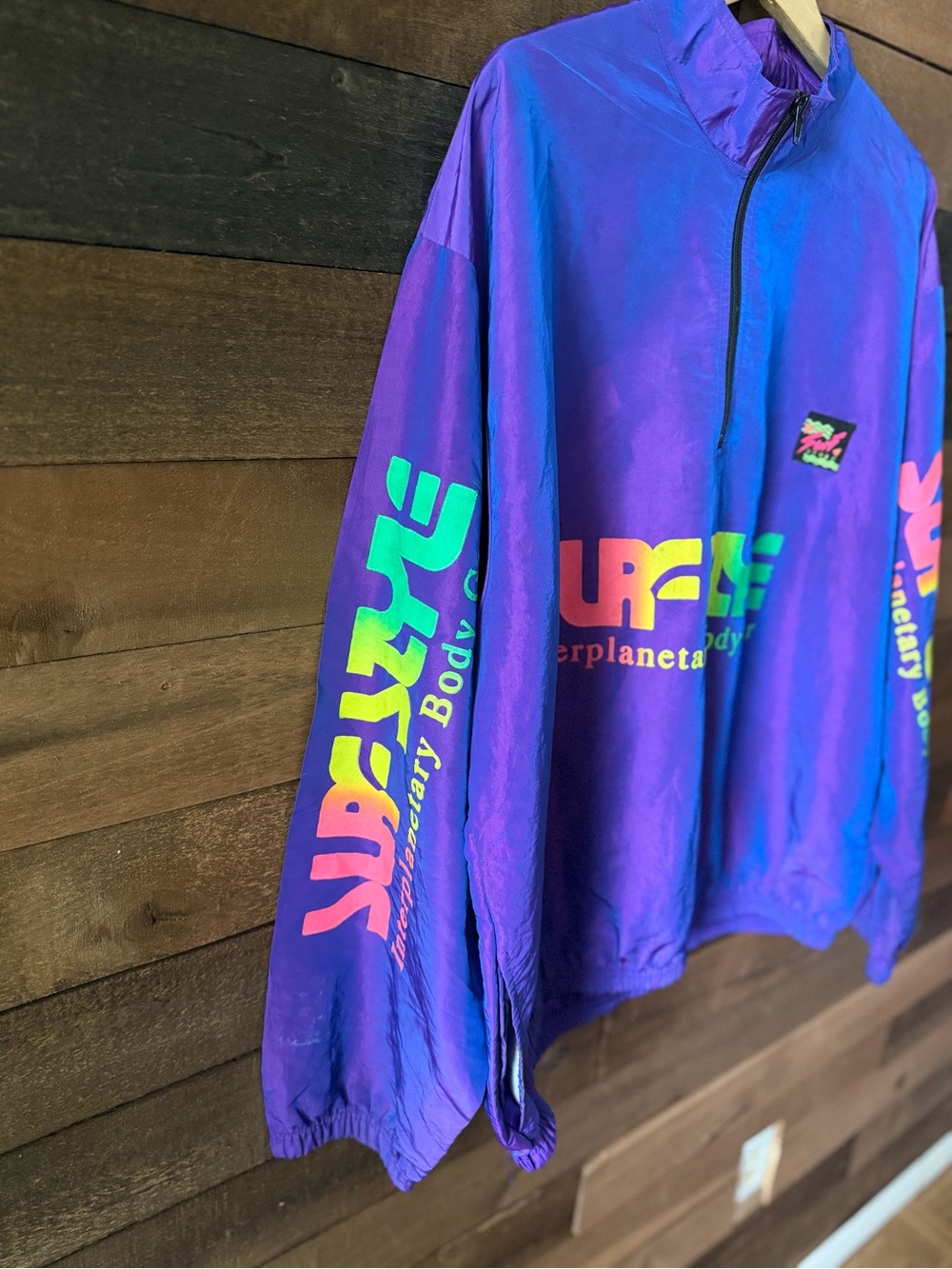 Vintage 90s Surf Style Interplanetary Body Gear Windbreaker Half Zip Jacket USA - Picture 10 of 12